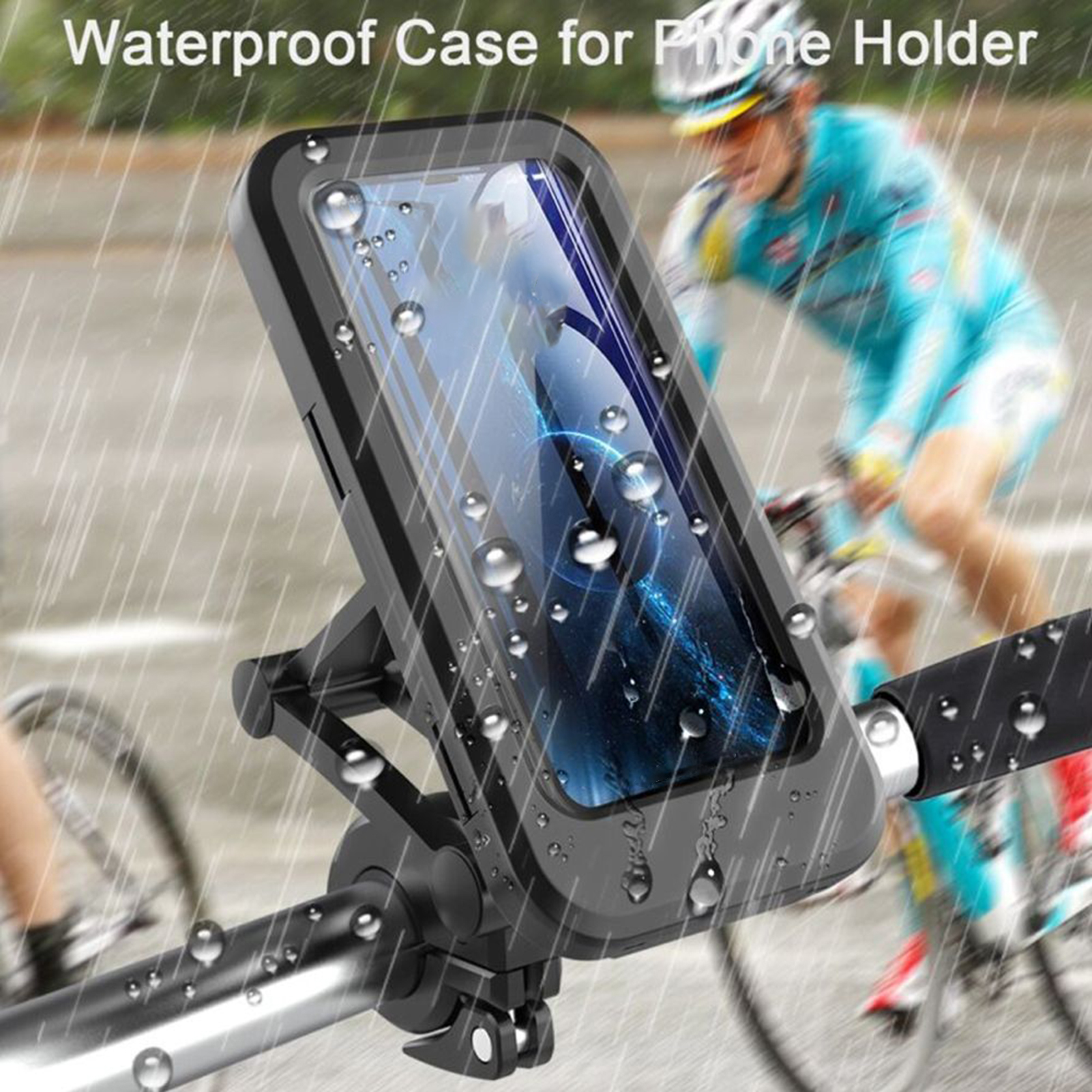 Universal Bicycle Phone Mount Bike Phone Holder Waterproof 360° Rotation Motorcycle Bike Bicycle Handlebar Mount Holder for  Riding Under 7'' Phone