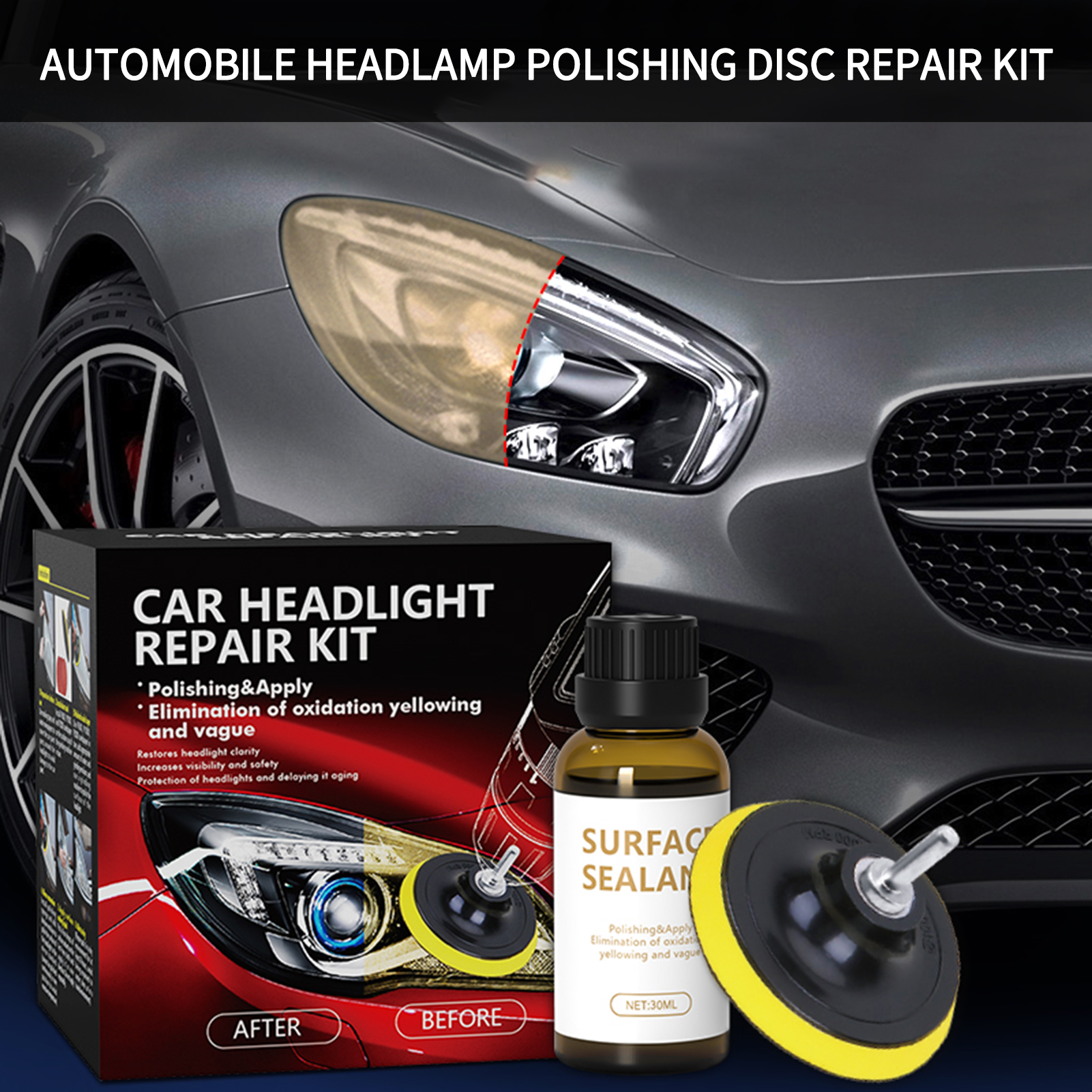 Car Headlight Restoration Kit  Headlamp Lens Restore Oxidation Yellow Scratch Repair Liquid Polymer Chemical Polishing