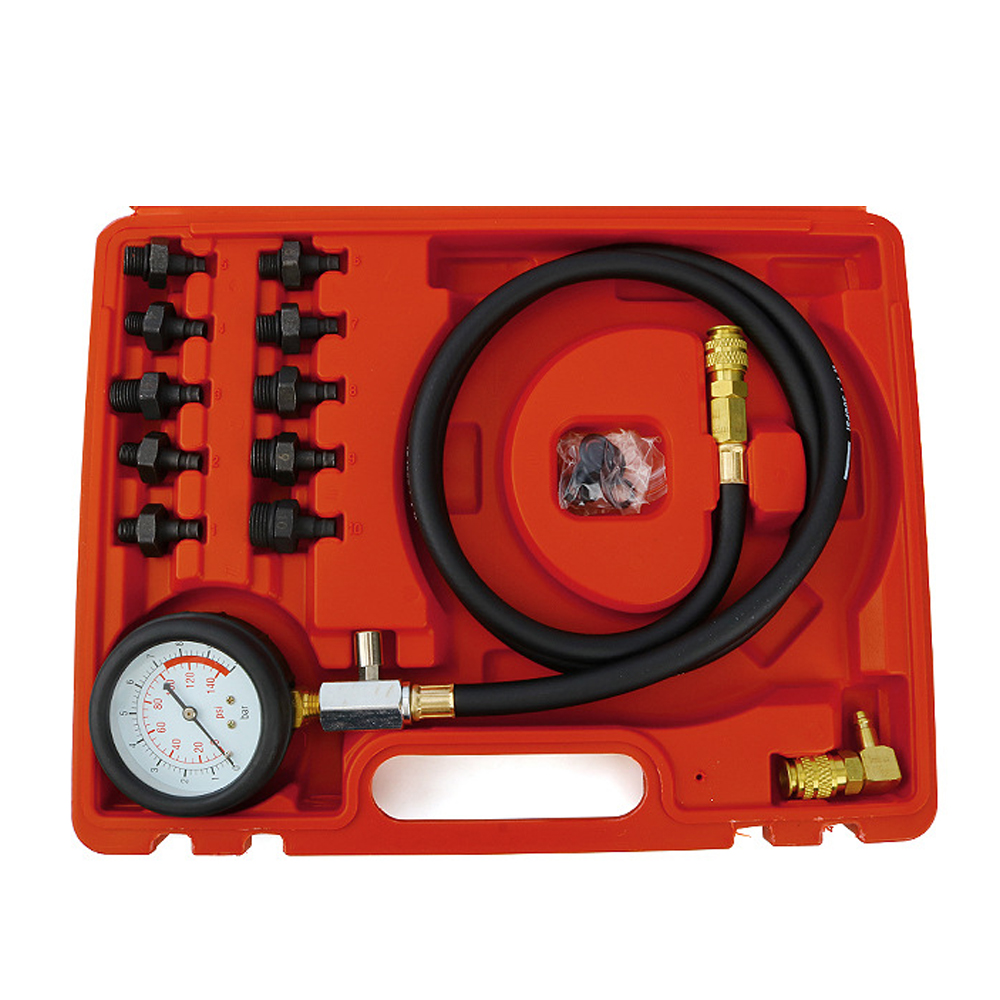 13pcs Engine Oil Pressure Test Kit Auto Repairing Cylinder Pressure Tester Car Garage Tool Oil Pressure Detection Gauge