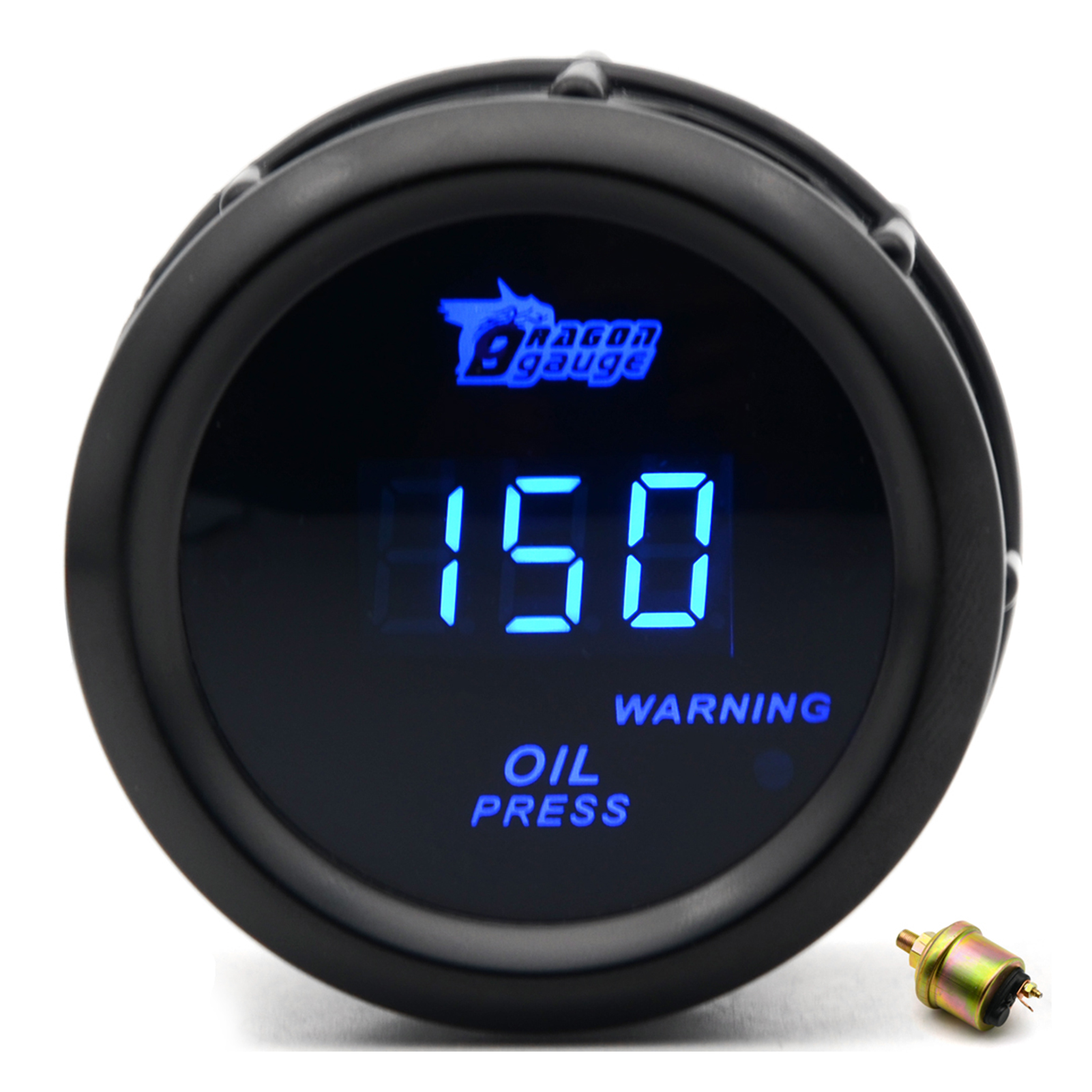 Digital Oil Pressure Meter Gauge with Sensor for Auto Car 52mm 2in LCD 0~120PSI Warning Light Black