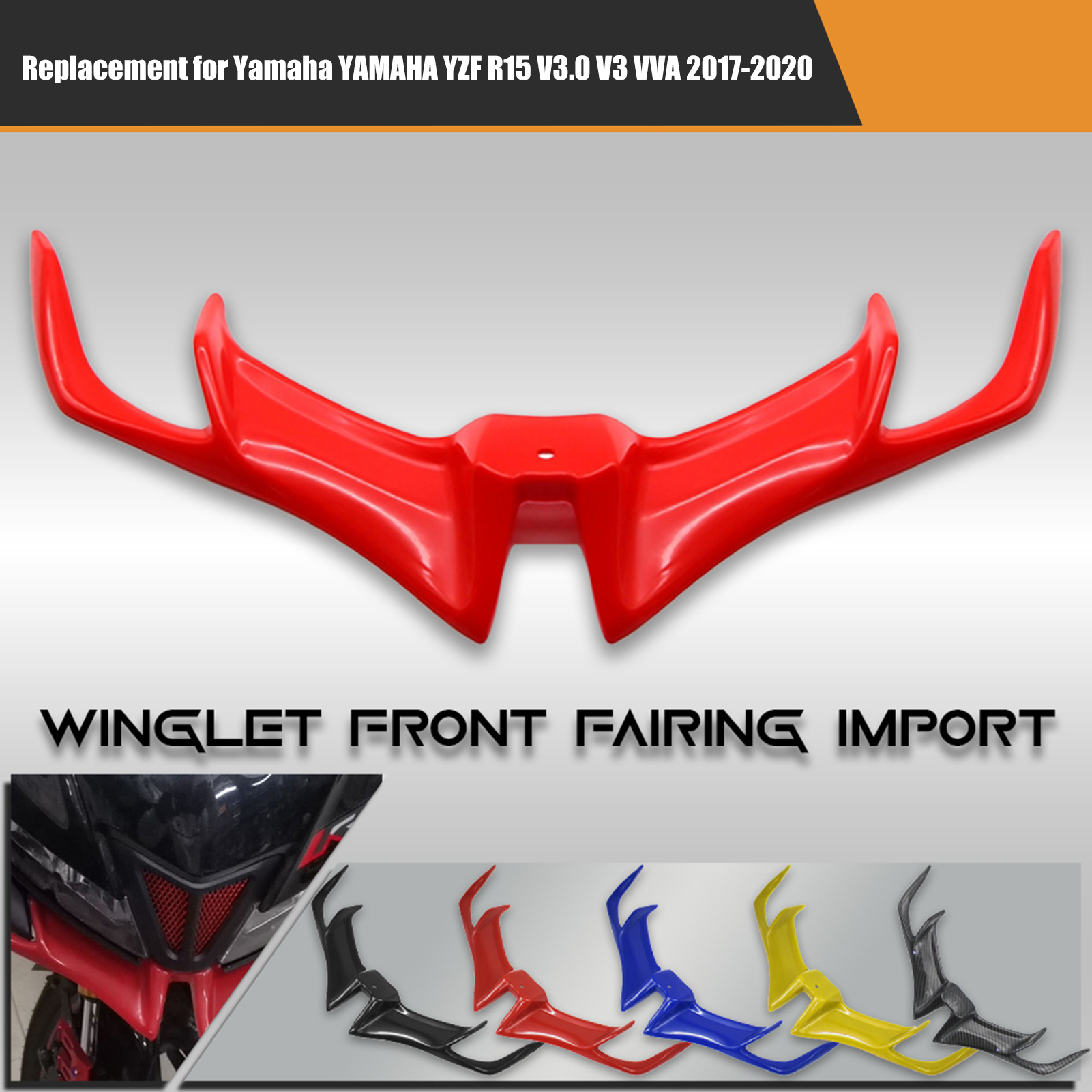 Replacement for Yamaha YAMAHA YZF R15 V3.0 V3 VVA 2017-2020 Beak-shaped Motorcycle Front Fairing, Aerodynamic Spoilers Wind Inlet Wing