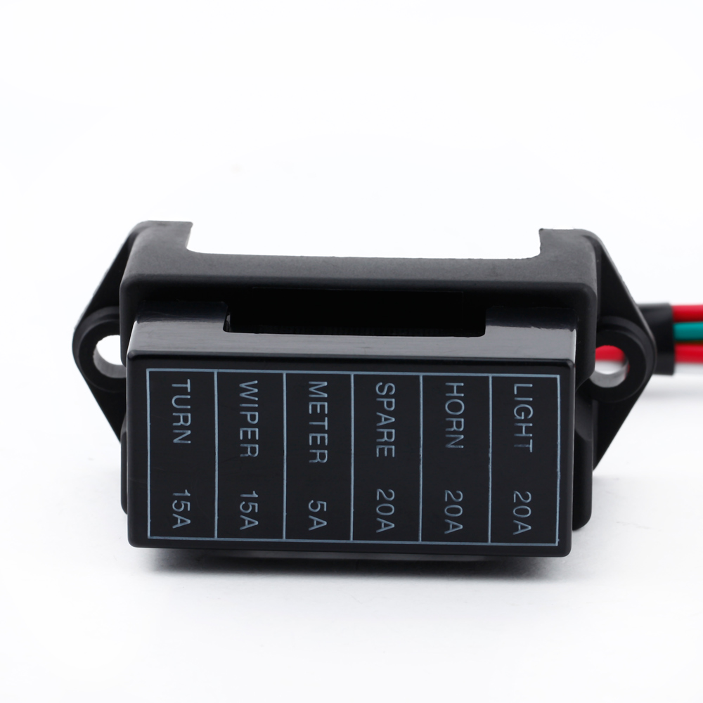 6 Way DC32V Circuit Car Trailer Auto Blade Fuse Box Block Holder ATC ATO 2-input 6-ouput Wire