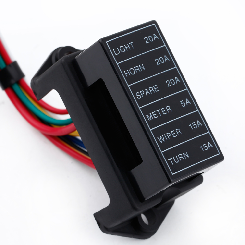 6 Way DC32V Circuit Car Trailer Auto Blade Fuse Box Block Holder ATC ATO 2-input 6-ouput Wire