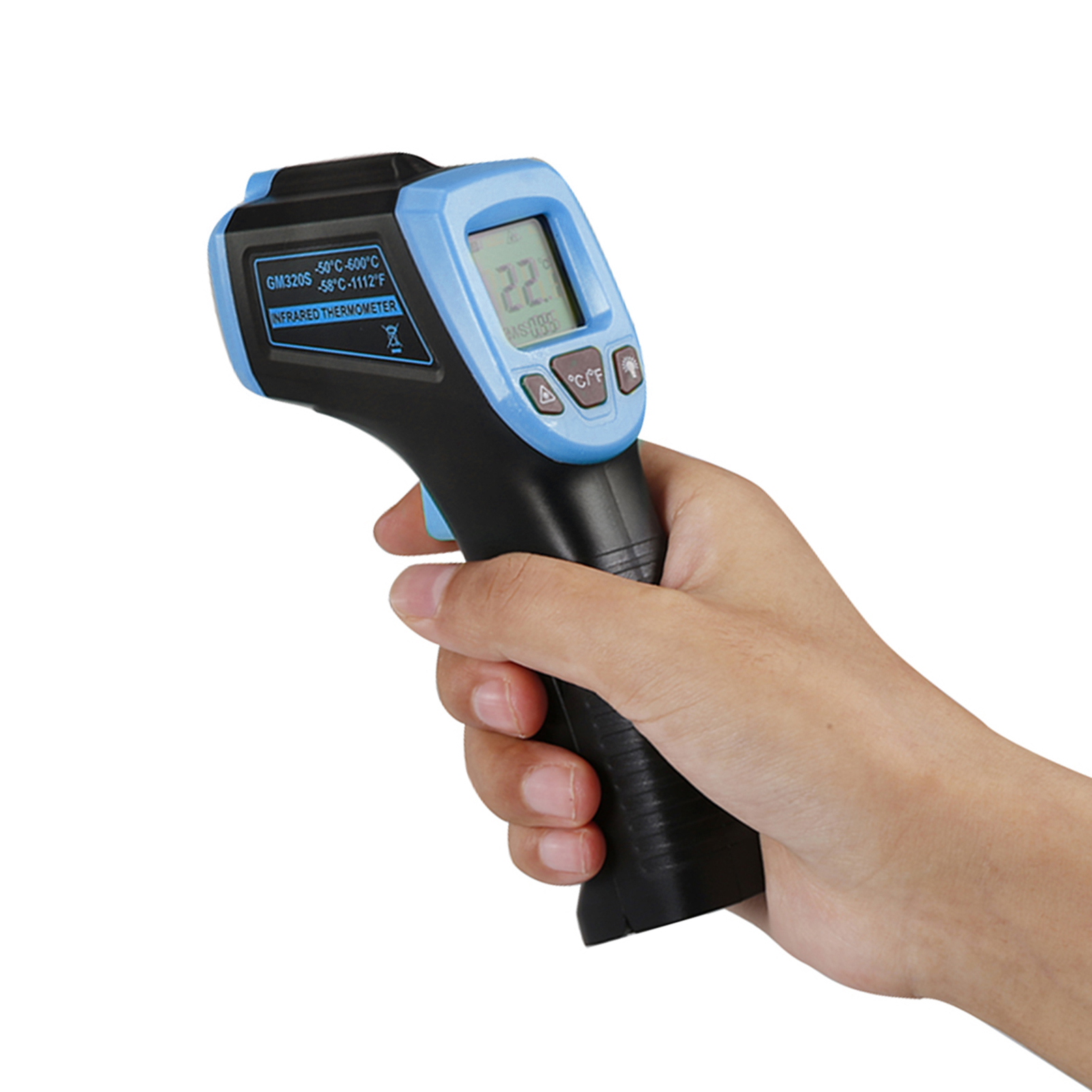 Infrared Thermometer, Non-Contact Digital Laser Temperature Gun -58°F to 1112°F (-50°C to 600°C) with LCD Display,blue