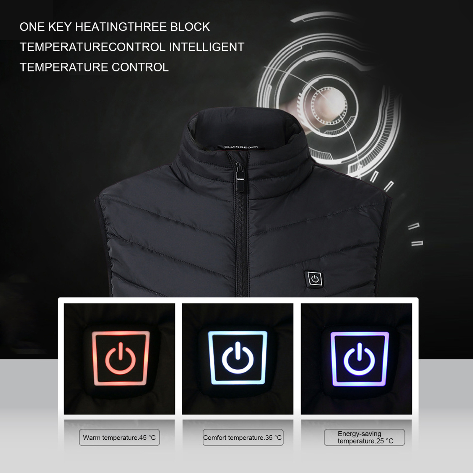 Electric USB Heated Warm Security Intelligent Autumn and Winter Vest Men Women Heating Coat Jacket for Motorcycle Travelling Skiing Hiking