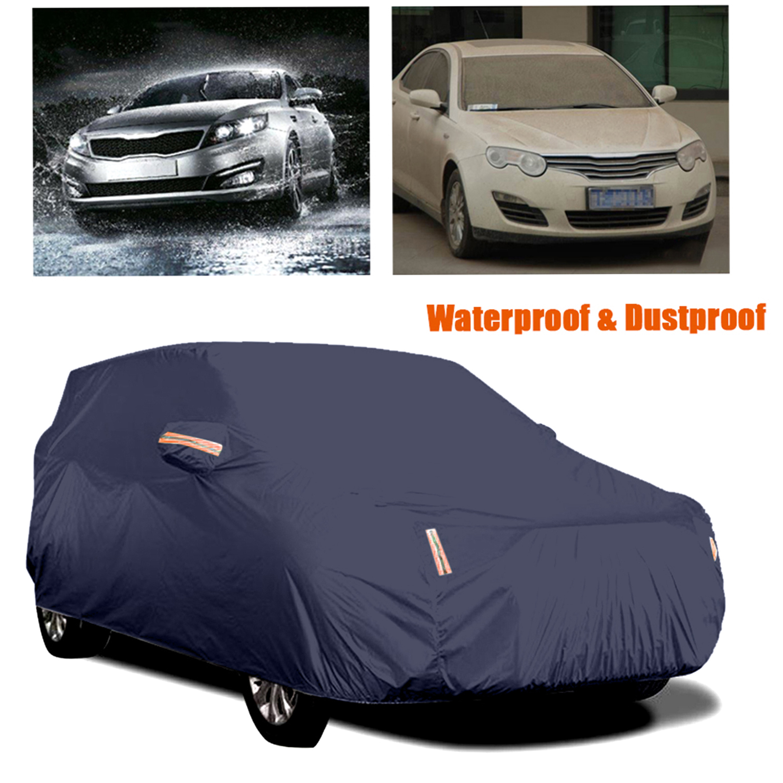 Car Cover Full Sedan Covers with Reflective Strip Sunscreen Protection Dustproof&Waterproof UV Scratch-Resistant Universal