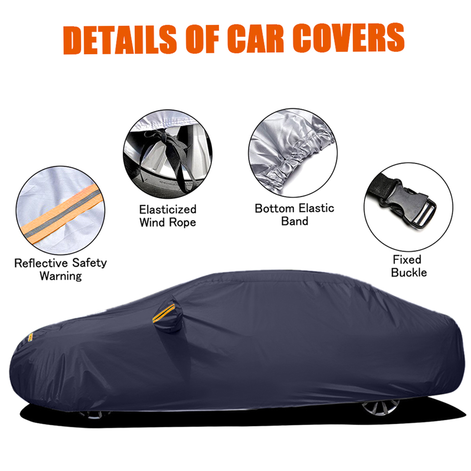 Car Cover Full Sedan Covers with Reflective Strip Sunscreen Protection Dustproof&Waterproof UV Scratch-Resistant Universal