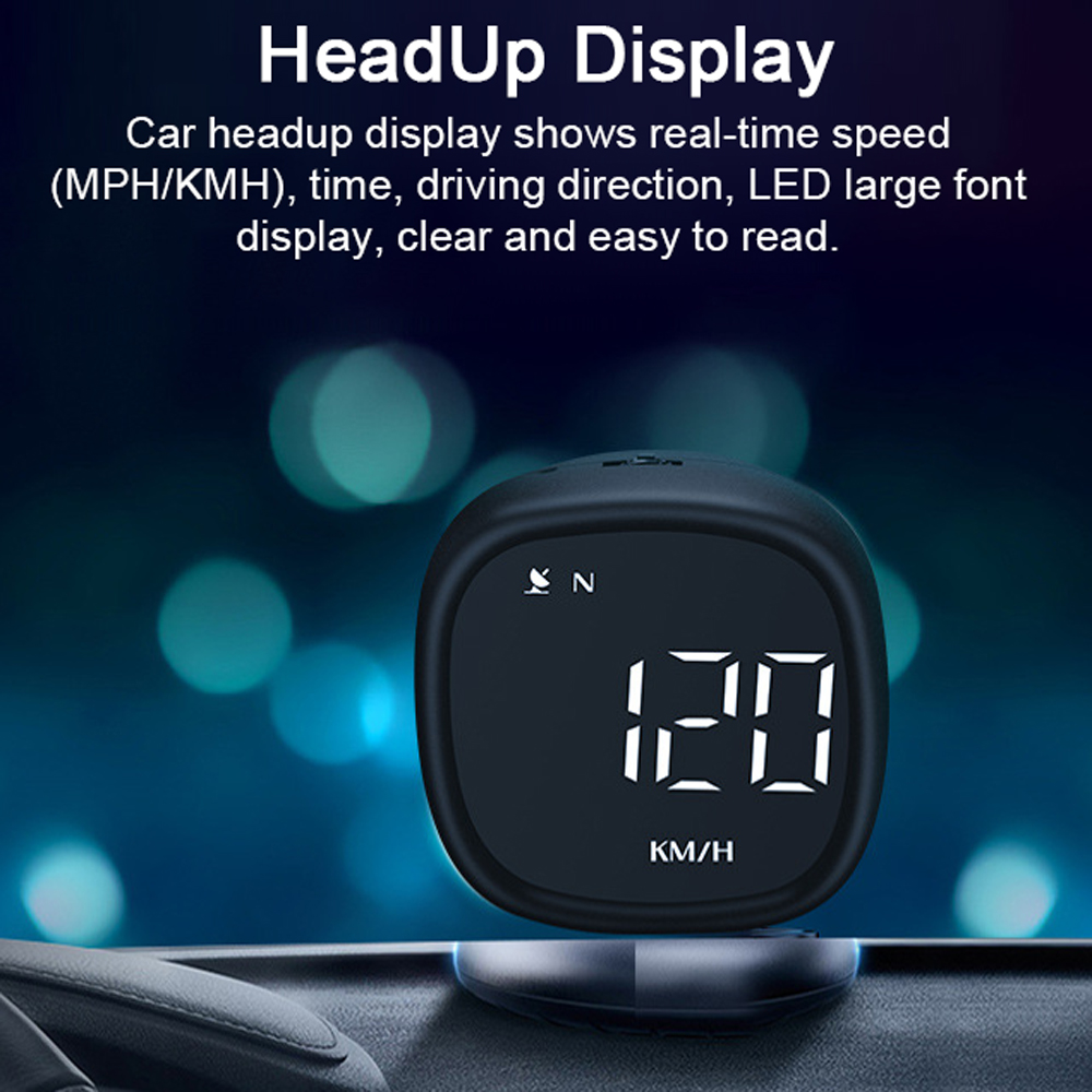 Car Motorcycle HUD Headup Display LED Digital GPS Speedometer Support MPH/KMH Time Display Overspeed Alarm Fatigue Driving Reminder with Light Sensor