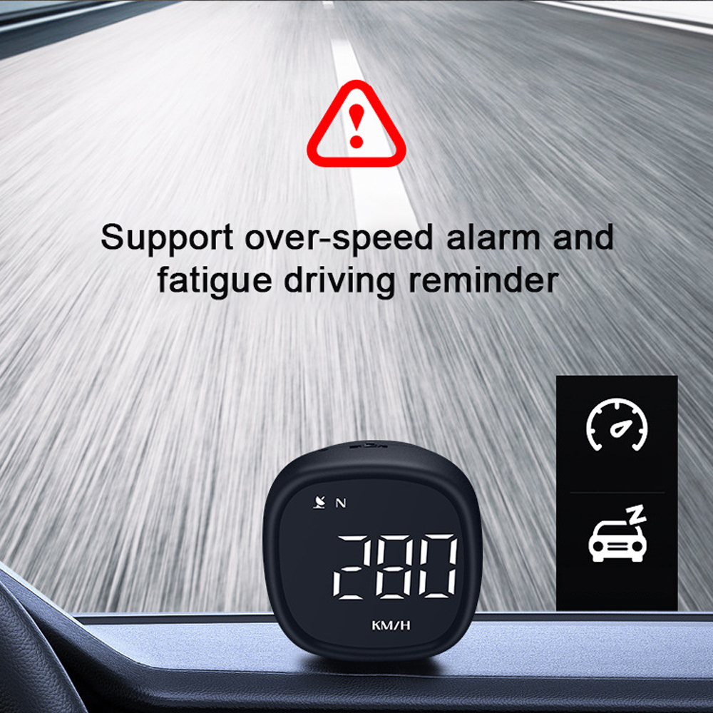 Car Motorcycle HUD Headup Display LED Digital GPS Speedometer Support MPH/KMH Time Display Overspeed Alarm Fatigue Driving Reminder with Light Sensor