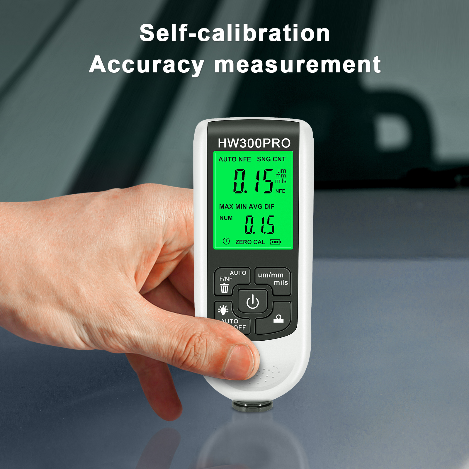 Car Paint Coating Thickness Gauge Metal Coating Thickness Gauge 0-2000UM  Fe & NFe Probe Measuring Gauge