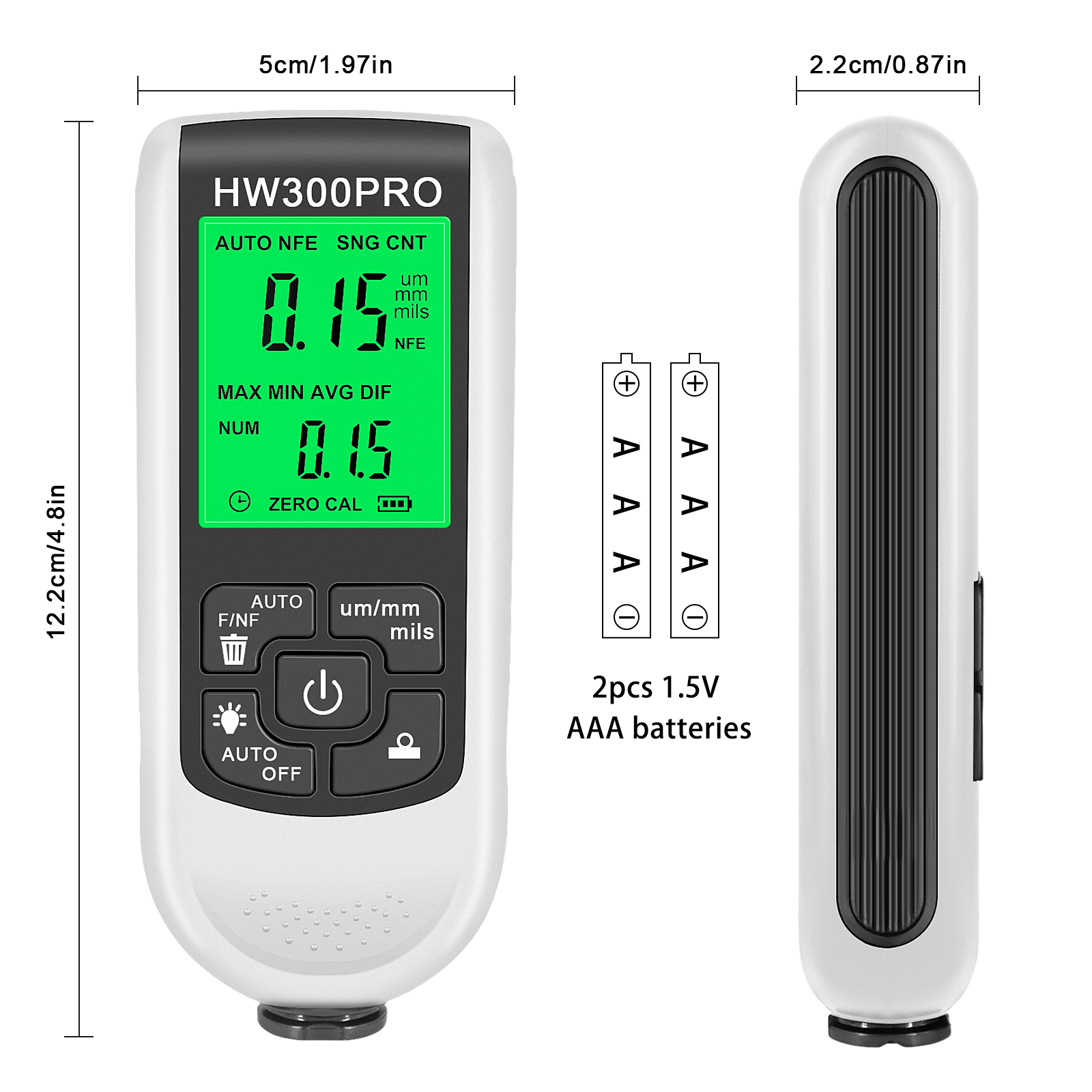 Car Paint Coating Thickness Gauge Metal Coating Thickness Gauge 0-2000UM  Fe & NFe Probe Measuring Gauge