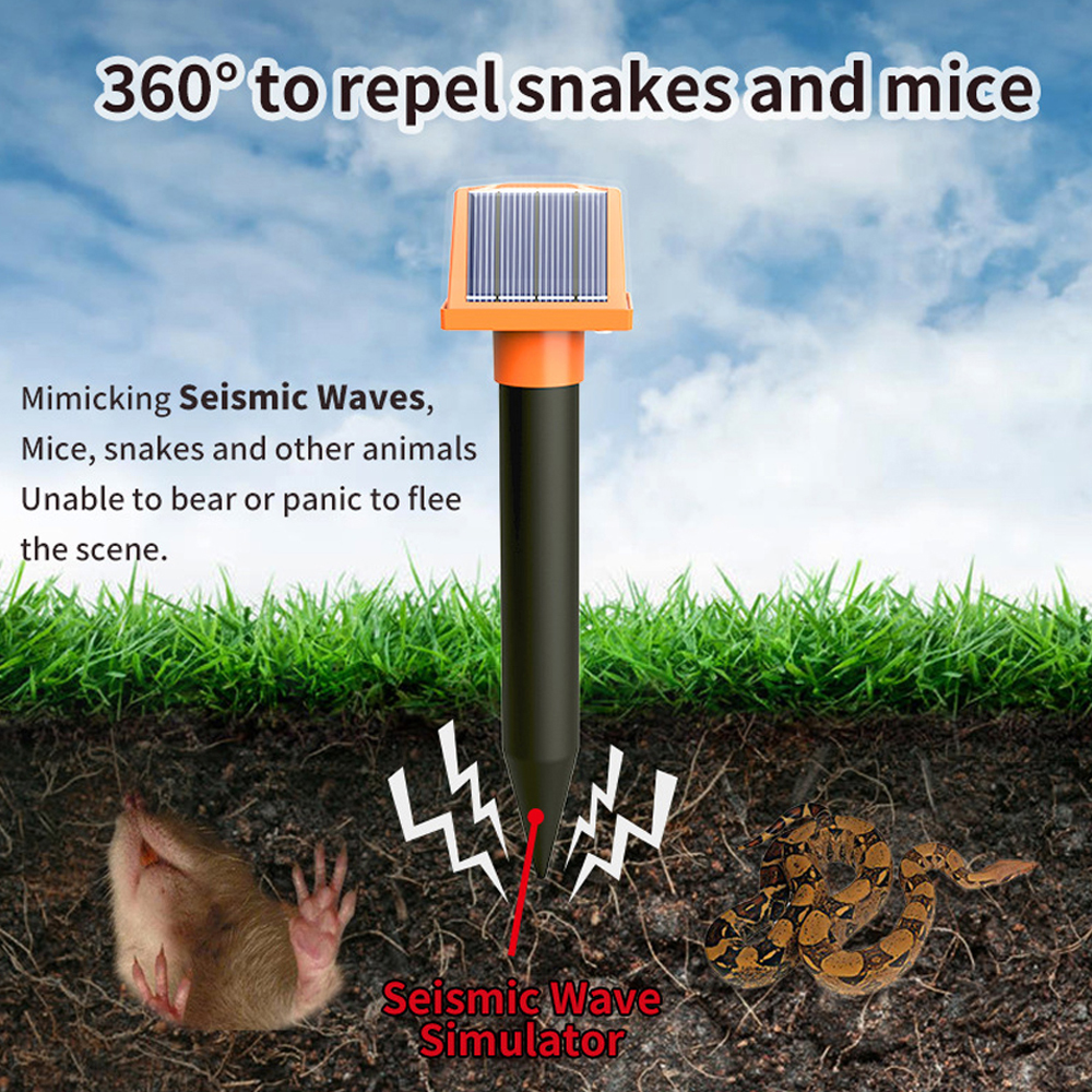 Mole Repeller Solar Powered Sonic Mole Deterrent Spikes Mice Snake ...