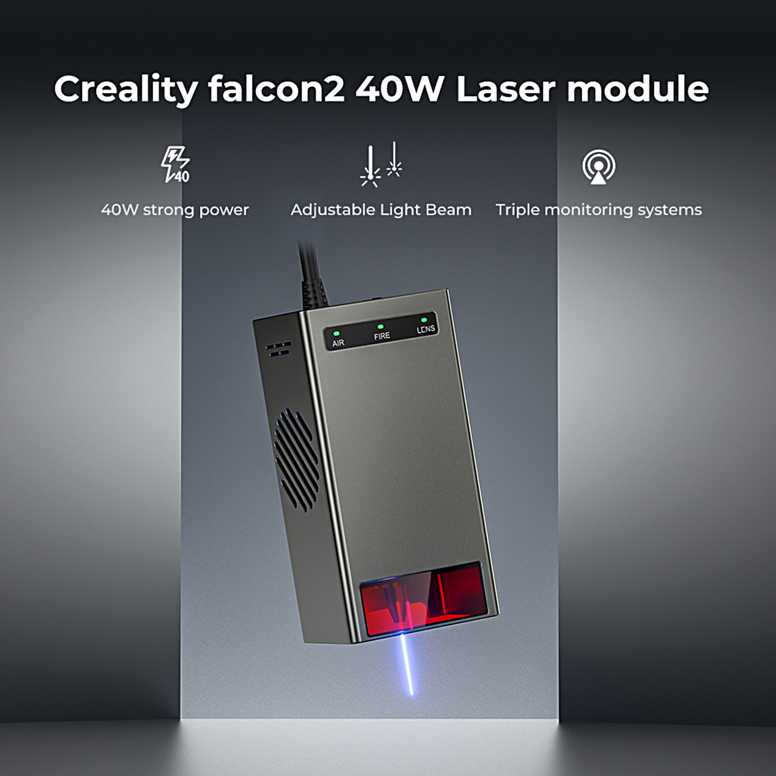 CREALITY  40W Laser Module for Falcon2  with Adjustable Light Beam Airflow Monitoring  Flame Detection Supoort Engraving Cardboard Felt Cardboard Wood Brushed Stainless Steel