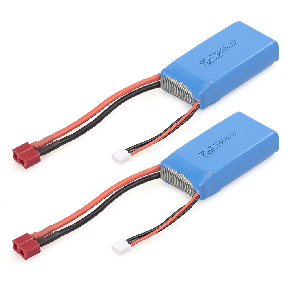 RC Li-Po Battery 7.4V 1500mAh 25C 2S Rechargeable with T Plug for RC Drone Car Boat Helicopter Airplane 2pcs