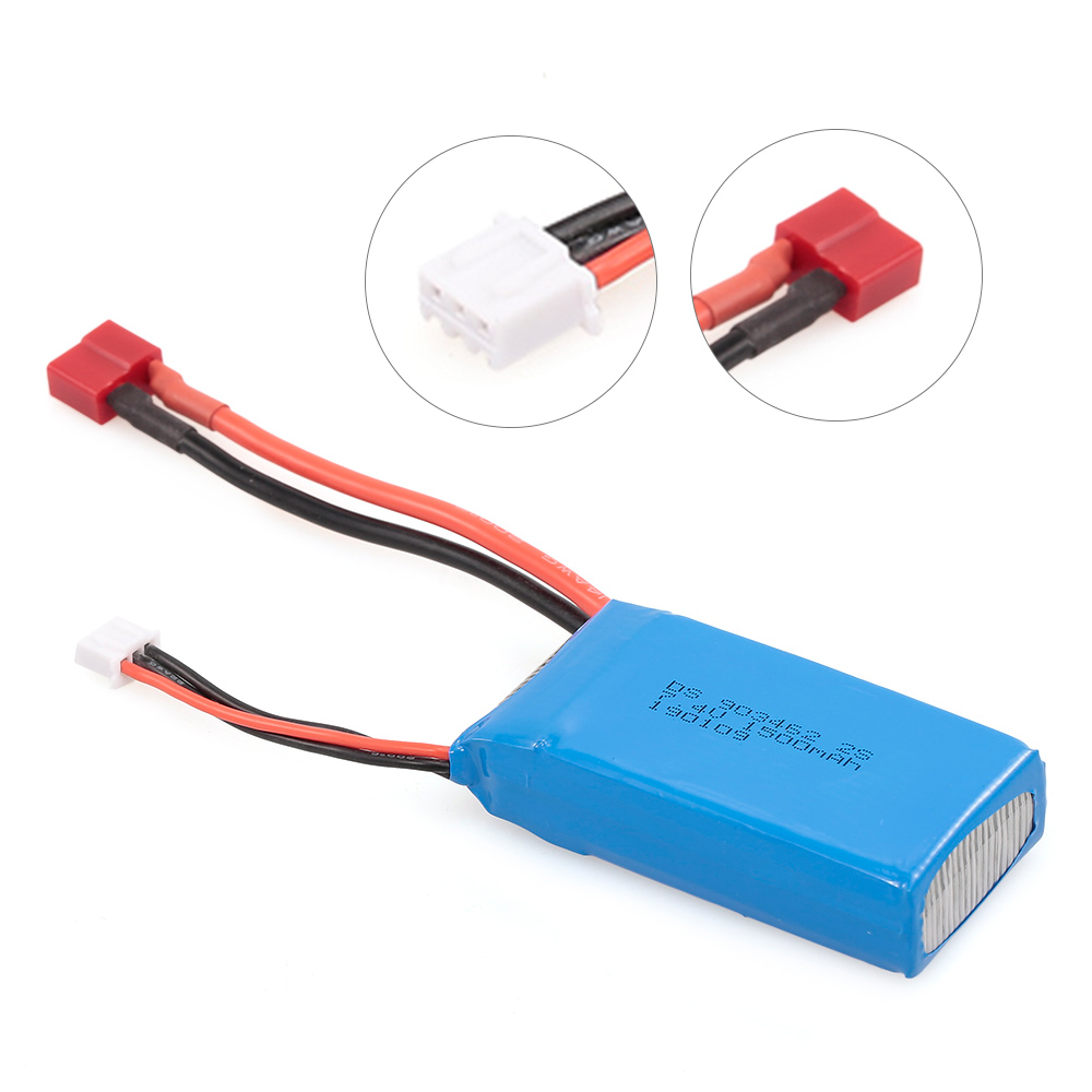 RC Li-Po Battery 7.4V 1500mAh 25C 2S Rechargeable with T Plug for RC Drone Car Boat Helicopter Airplane 2pcs