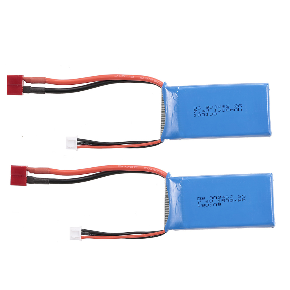 RC Li-Po Battery 7.4V 1500mAh 25C 2S Rechargeable with T Plug for RC Drone Car Boat Helicopter Airplane 2pcs