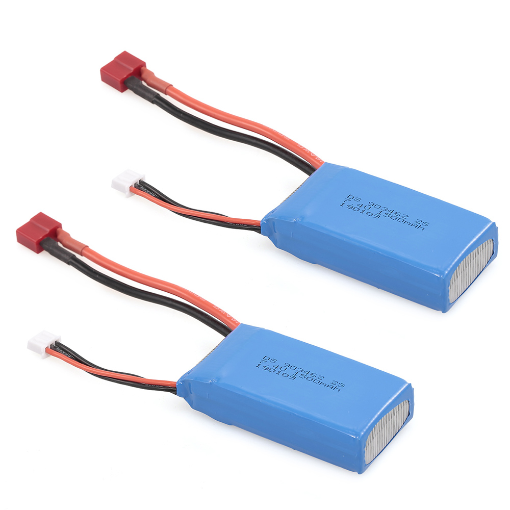 RC Li-Po Battery 7.4V 1500mAh 25C 2S Rechargeable with T Plug for RC Drone Car Boat Helicopter Airplane 2pcs