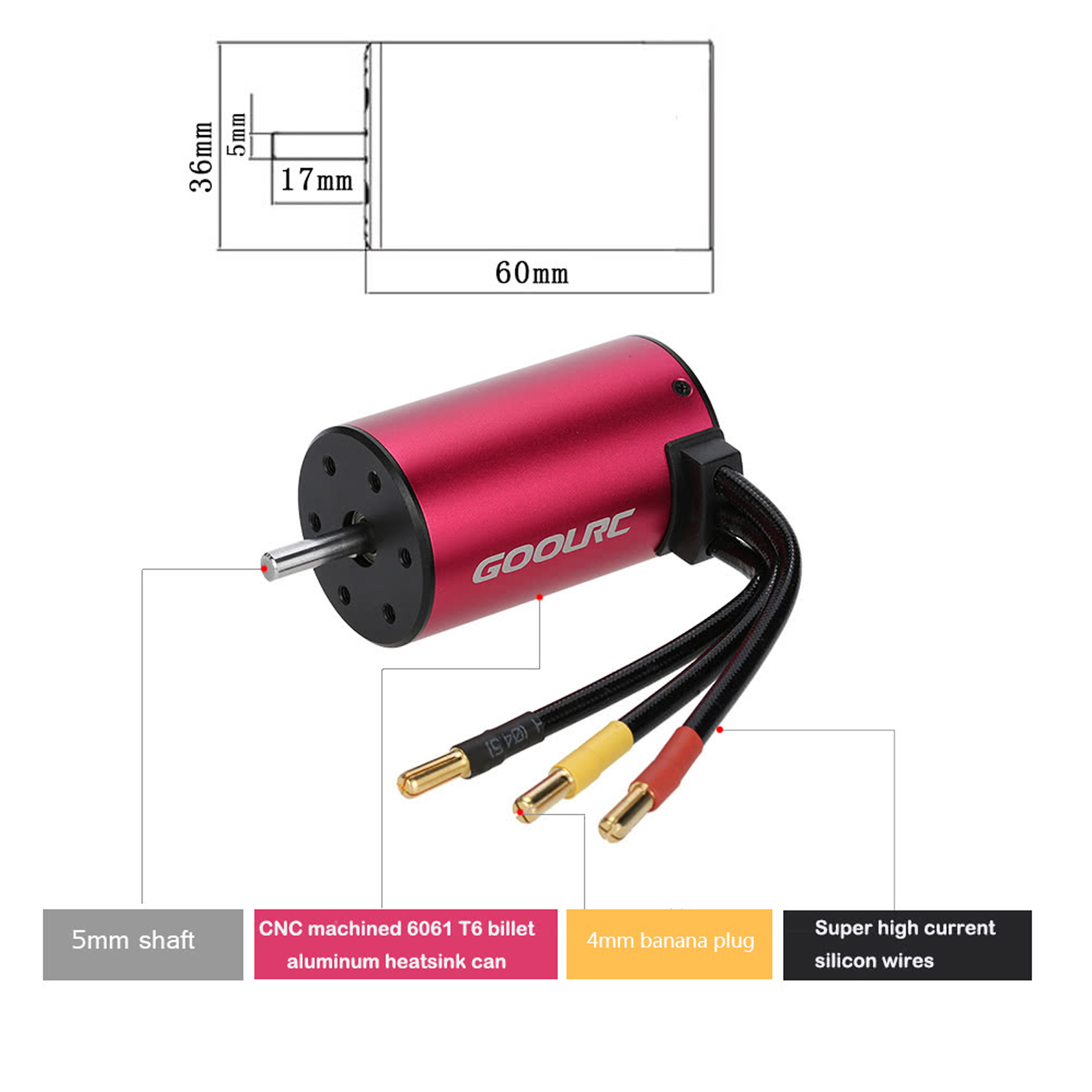 GoolRC S3660 3300KV Sensorless Brushless Motor 60A Brushless ESC and Programming Card Combo Set for 1/10 RC Car Truck