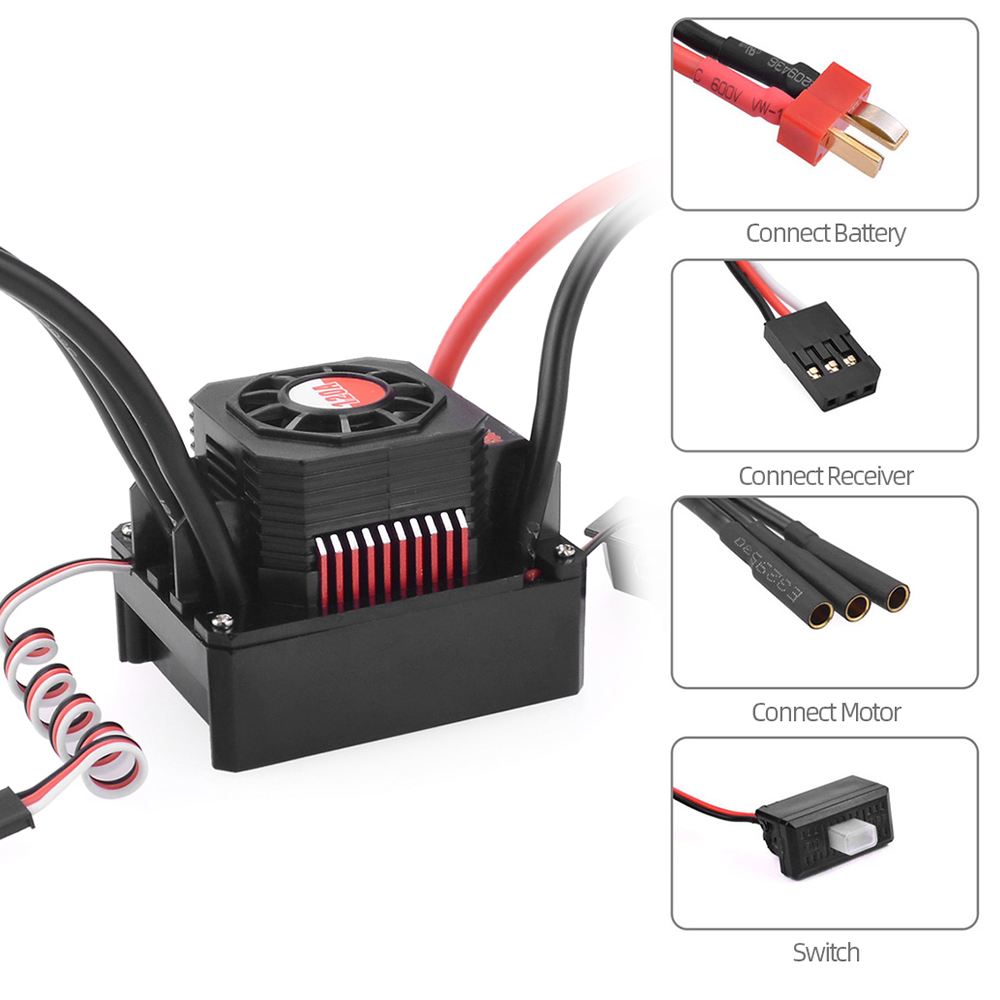 SURPASS HOBBY 120A Brushless ESC Waterproof Electric Speed Controller for 1/8 1/10 RC Truck Off-road Car