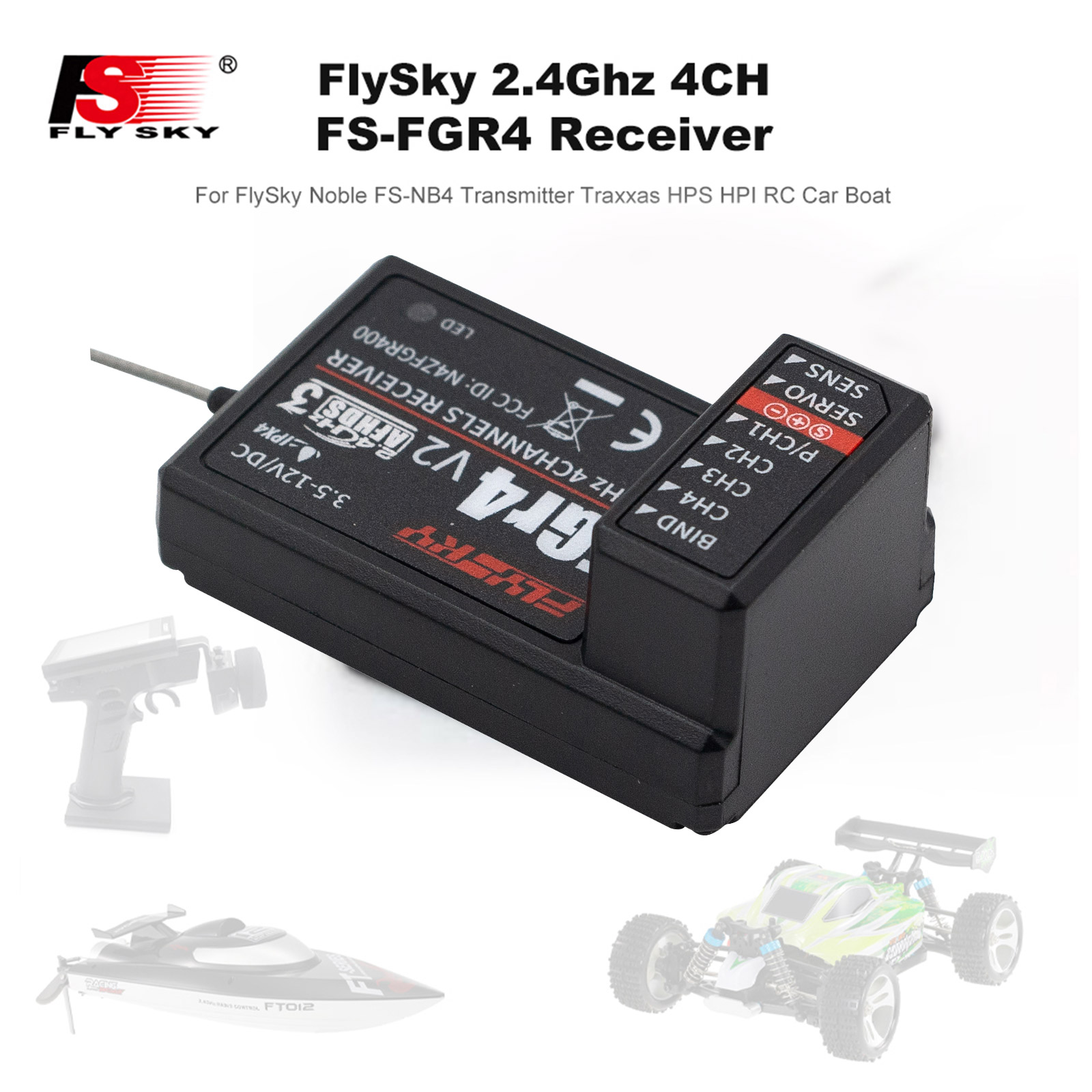 FlySky FS-FGR4 Receiver 2.4Ghz 4CH AFHDS3 for FlySky Noble FS-NB4 Transmitter