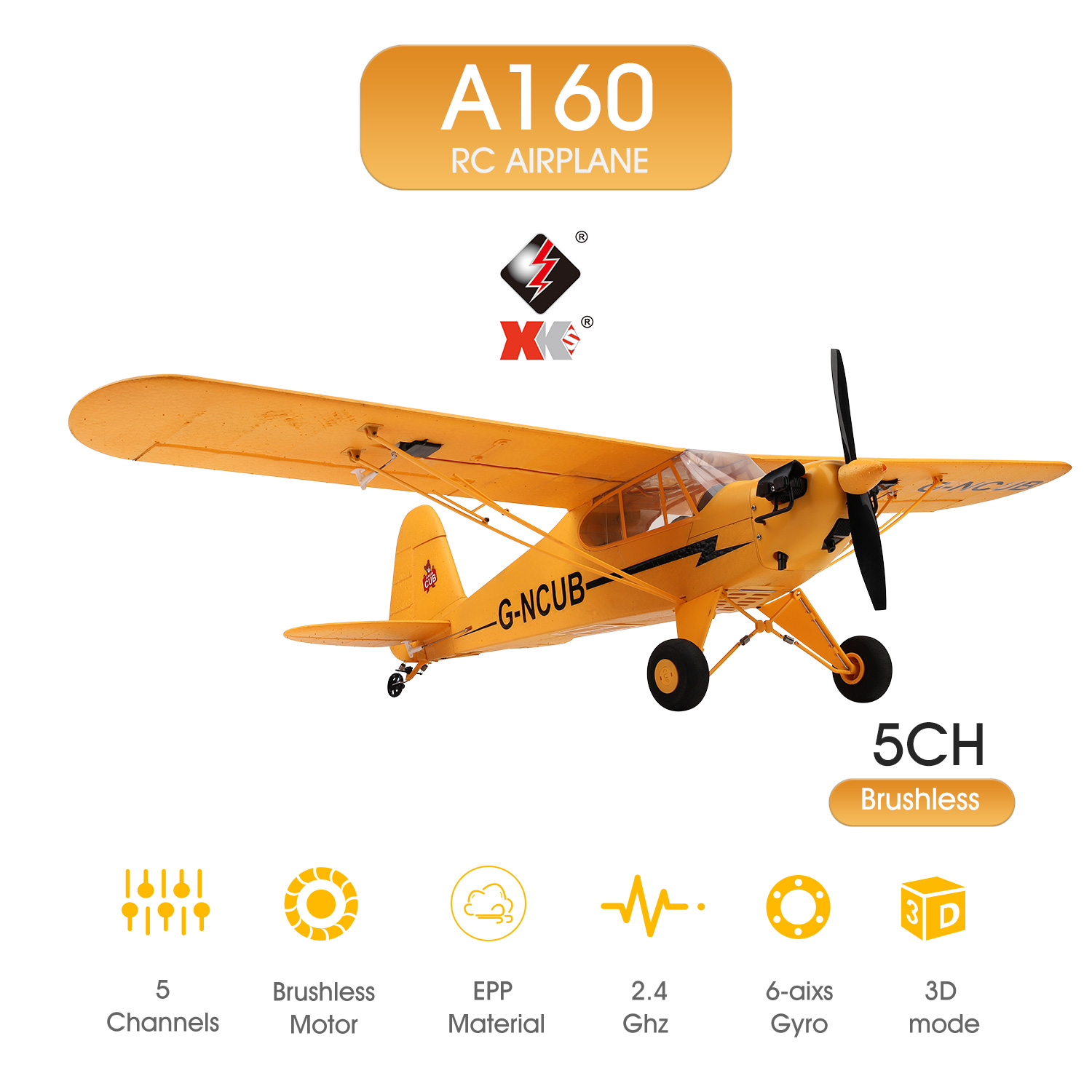 Wltoys XK A160 RC Plane 5 Channel Brushless Remote Control Airplane for Adults Stunt Flying 3D 6G Mode Upside Down RC Aircraft