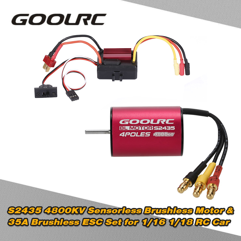 GoolRC S2435 4800KV Sensorless Brushless Motor and 35A Brushless ESC Combo Set for 1/16 1/18 RC Car Truck 中文品名：模型配件