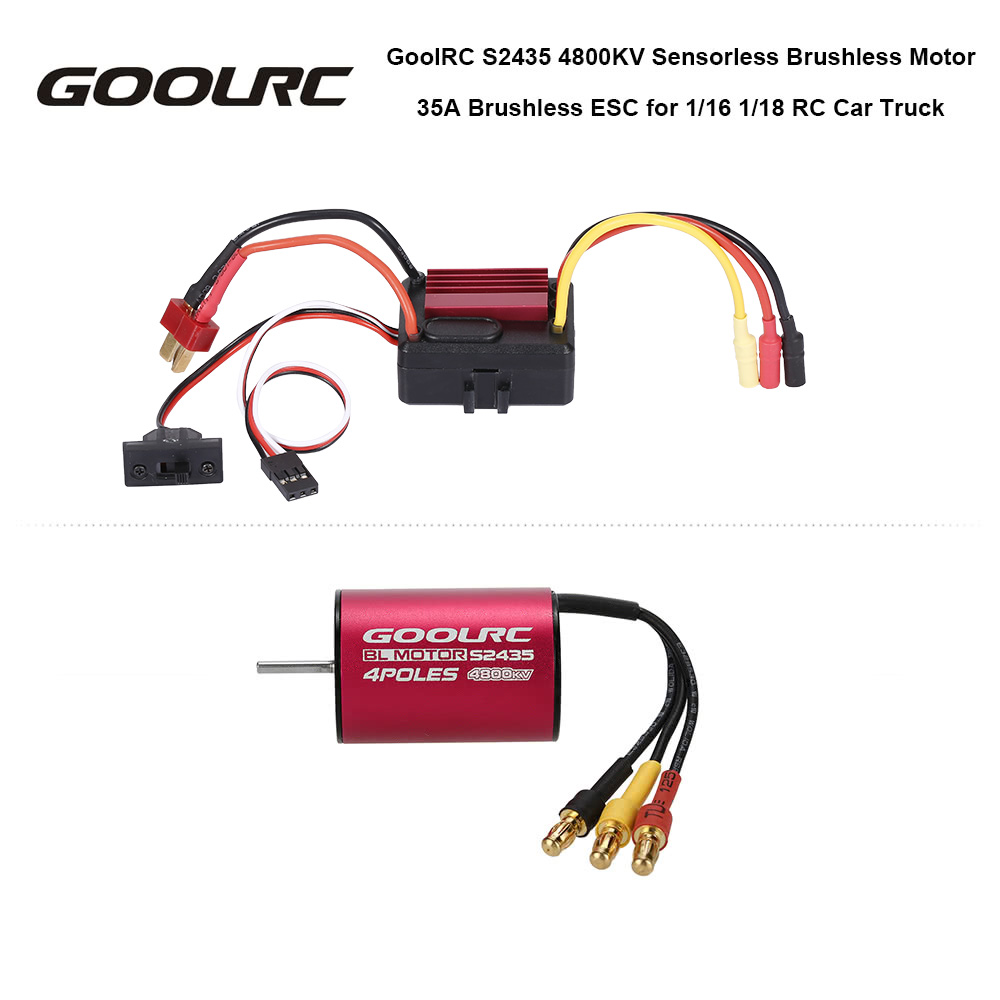 GoolRC S2435 4800KV Sensorless Brushless Motor and 35A Brushless ESC Combo Set for 1/16 1/18 RC Car Truck 中文品名：模型配件