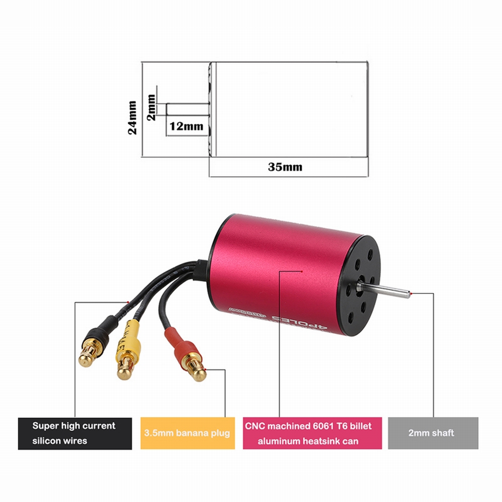 GoolRC S2435 4800KV Sensorless Brushless Motor and 35A Brushless ESC Combo Set for 1/16 1/18 RC Car Truck 中文品名：模型配件