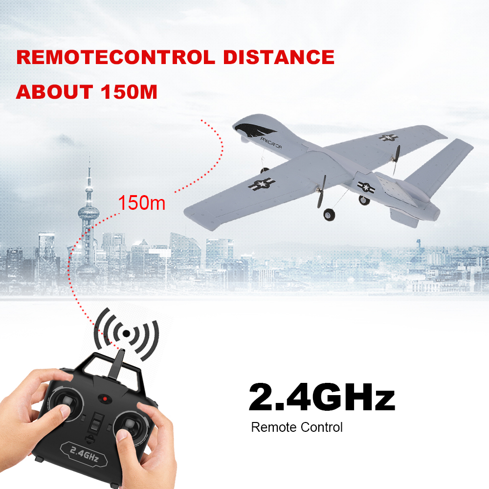 Z51 2.4G 2CH Predator Remote Control RC Airplane 660mm Wingspan Foam Hand Throwing Glider Drone DIY Kit for Kids Beginners