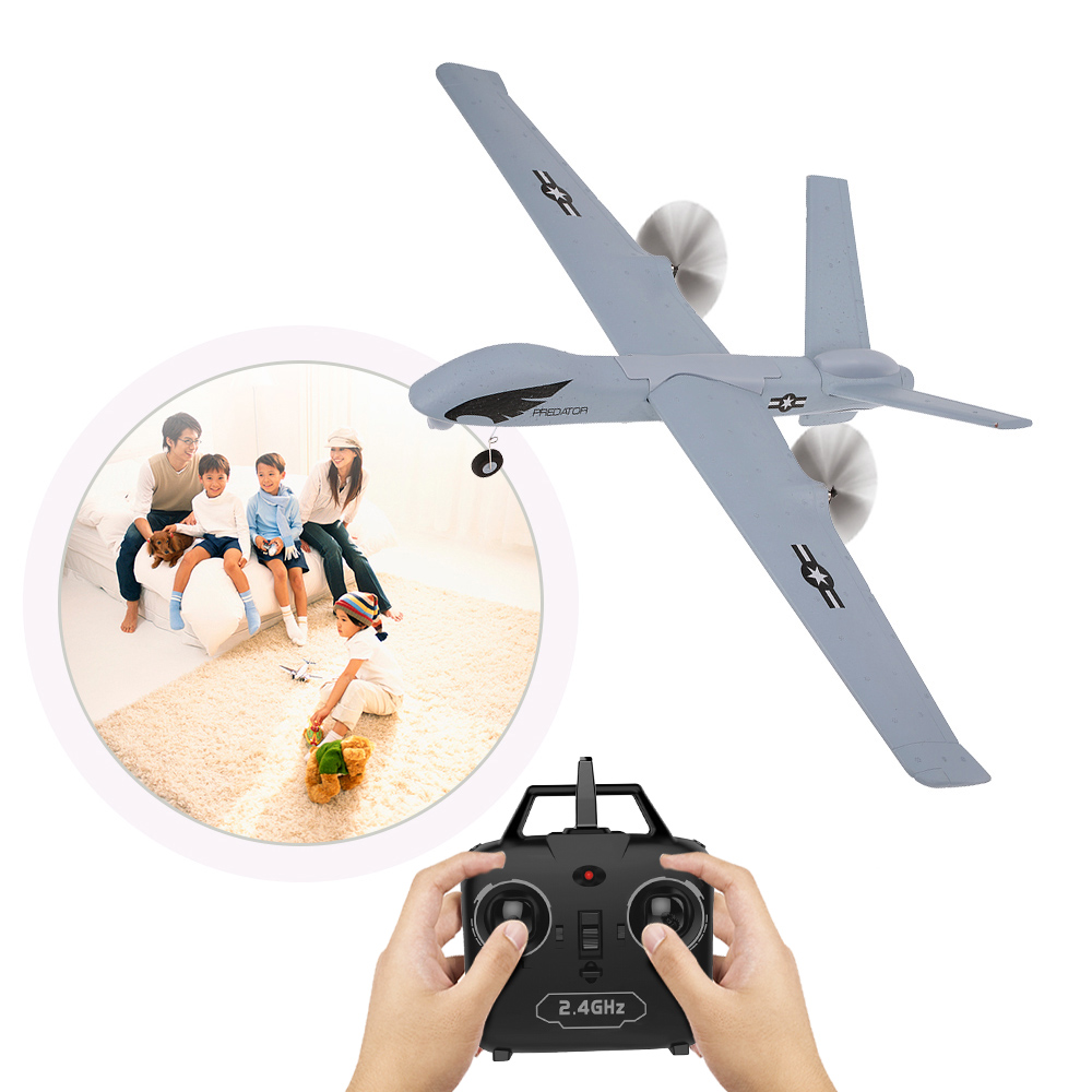 Z51 2.4G 2CH Predator Remote Control RC Airplane 660mm Wingspan Foam Hand Throwing Glider Drone DIY Kit for Kids Beginners