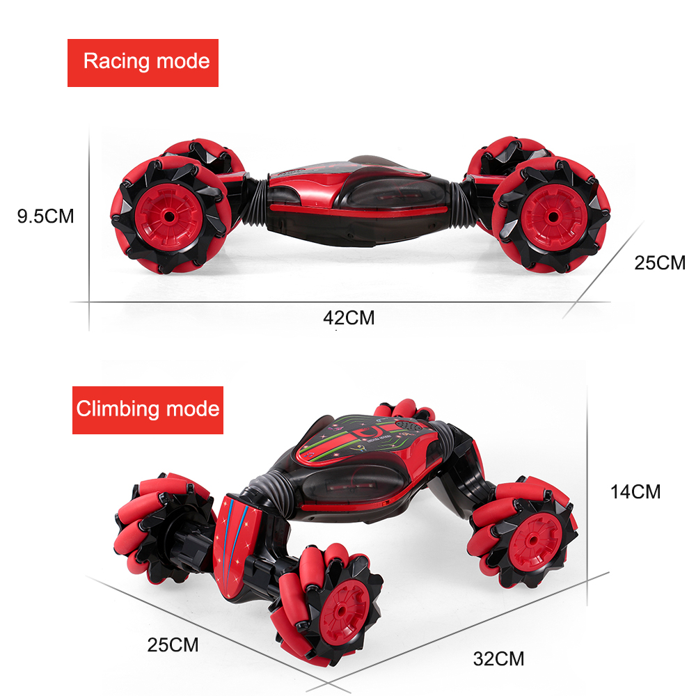 RC Car 2.4GHz 4WD RC Stunt Car Off Road Car RC Deformable All-Terrain Double-Sided Car with Gesture Sensor Watch Lights Music Kids Toy