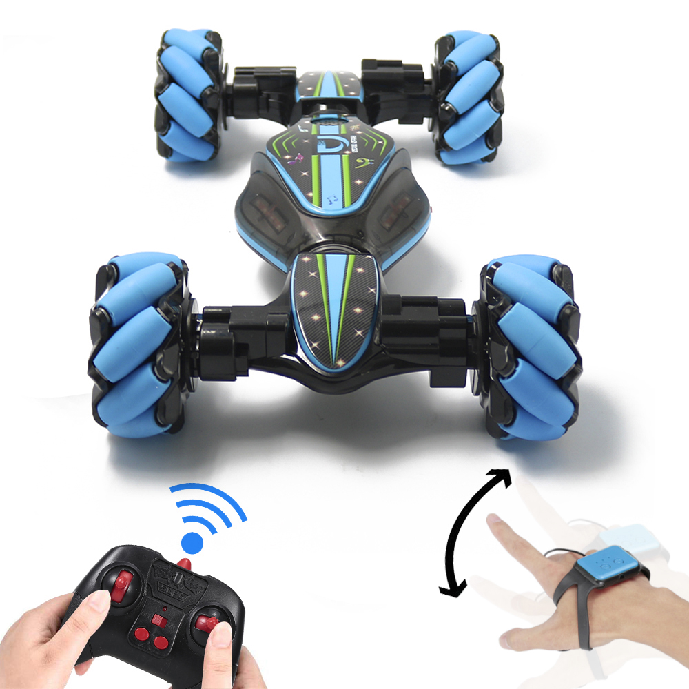 RC Car 2.4GHz 4WD RC Stunt Car Off Road Car RC Deformable All-Terrain Double-Sided Car with Gesture Sensor Watch Lights Music Kids Toy