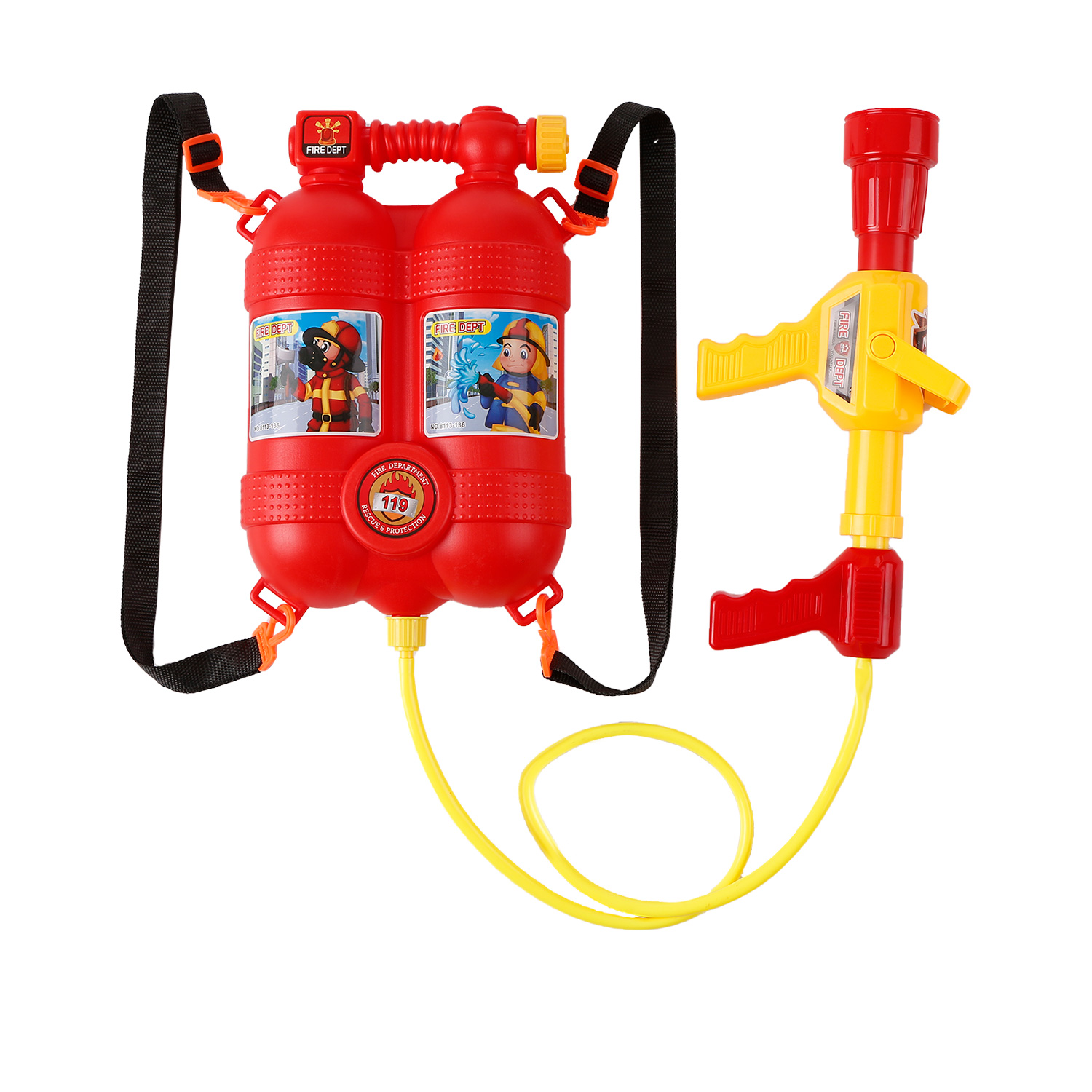 Fireman Toys Backpack Water Spraying Toy Extinguisher with Nozzle and Tank Set Children Outdoor Water Beach Toy for Kids Gifts