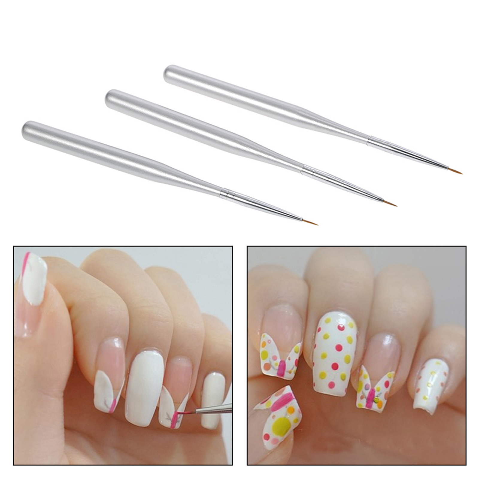 3pcs/set Professional Acrylic Nail Art Brush Set Nal Art Painting Brushes for UV Gel Builder Nail Drawing Line