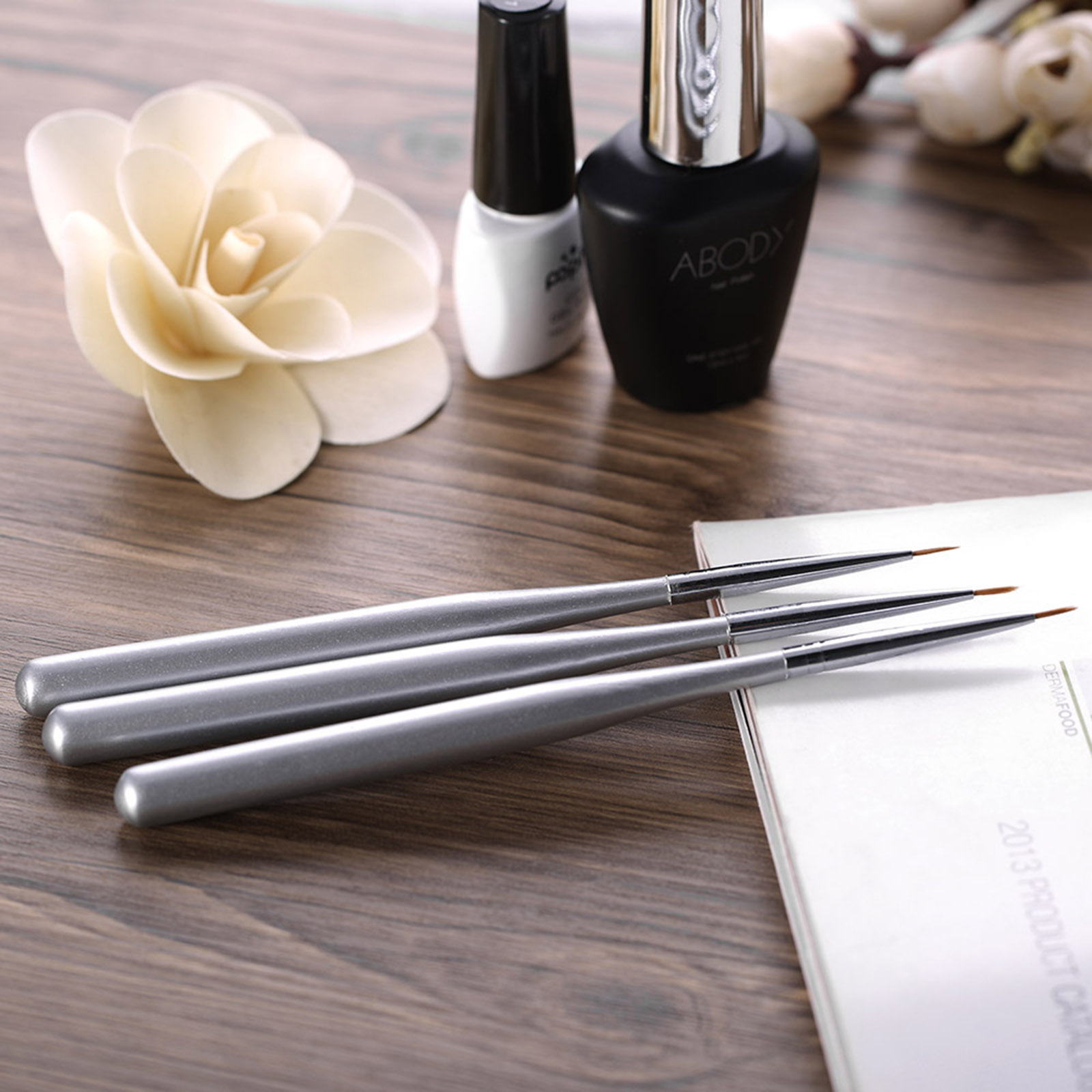 3pcs/set Professional Acrylic Nail Art Brush Set Nal Art Painting Brushes for UV Gel Builder Nail Drawing Line