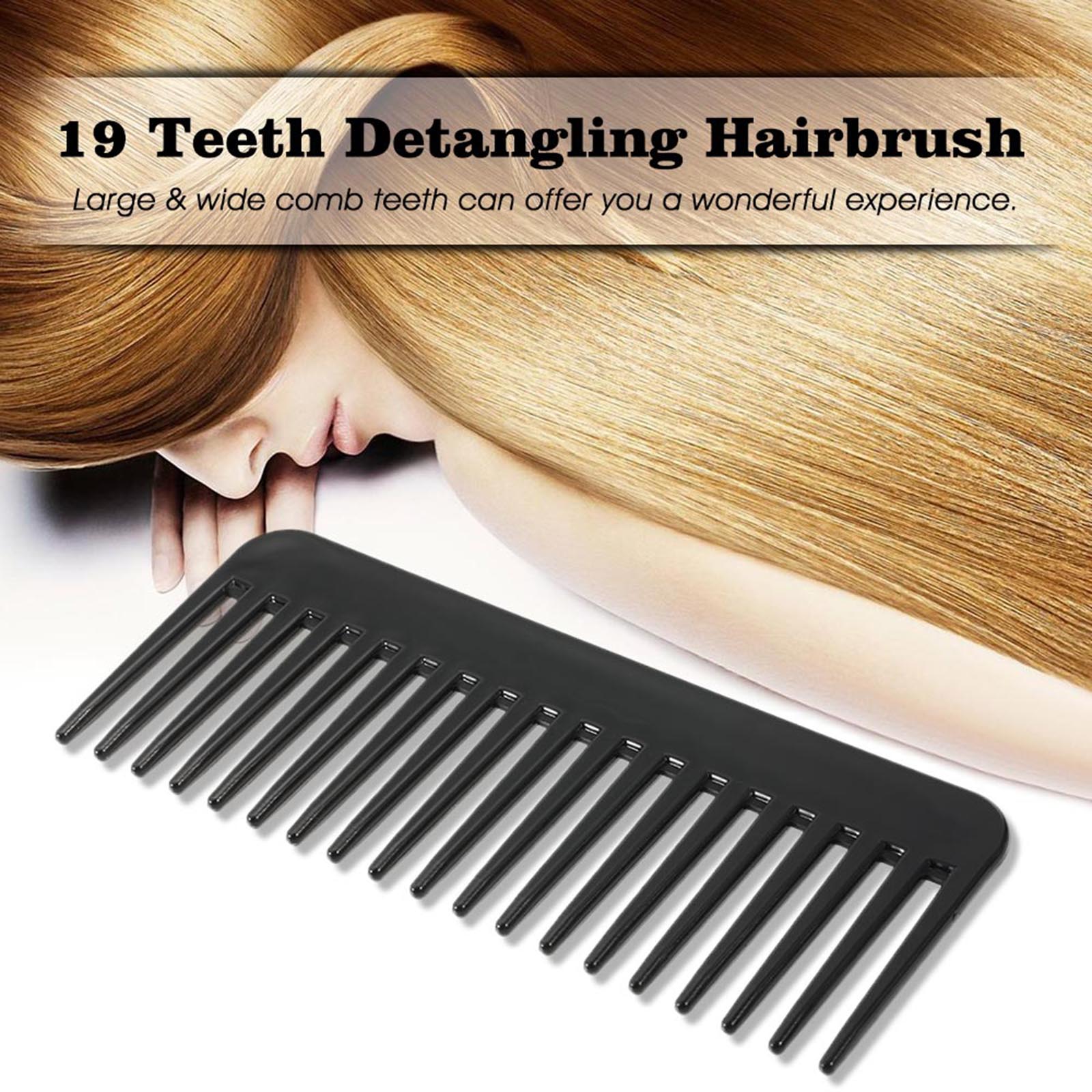 19 Teeth Large Wide Tooth Comb Detangling Hairbrush Heat-resistant Anti-static Scalp Massage ABS Hairdressing Comb Black