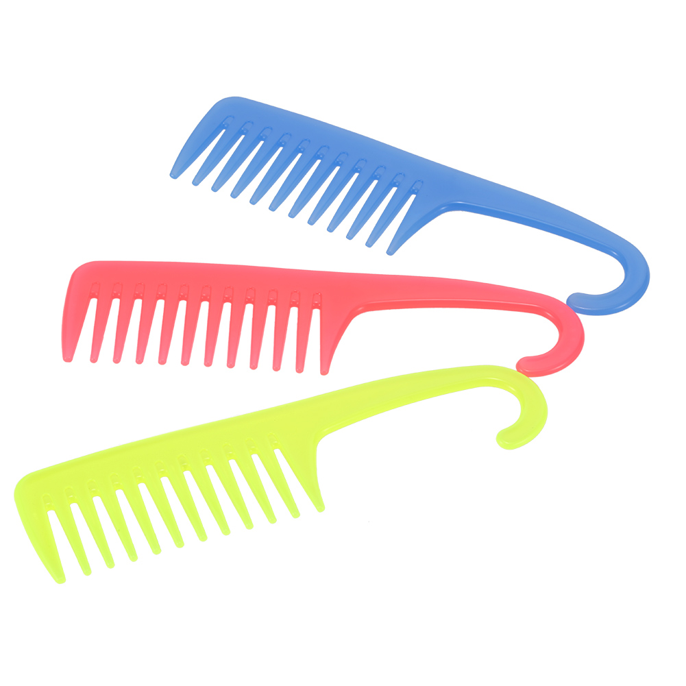 Creative Hair Comb Large Wide Tooth Comb with Hanger ABS Plastic Anti-Static Detangling Comb Wide Teeth Hairdressing Color Random