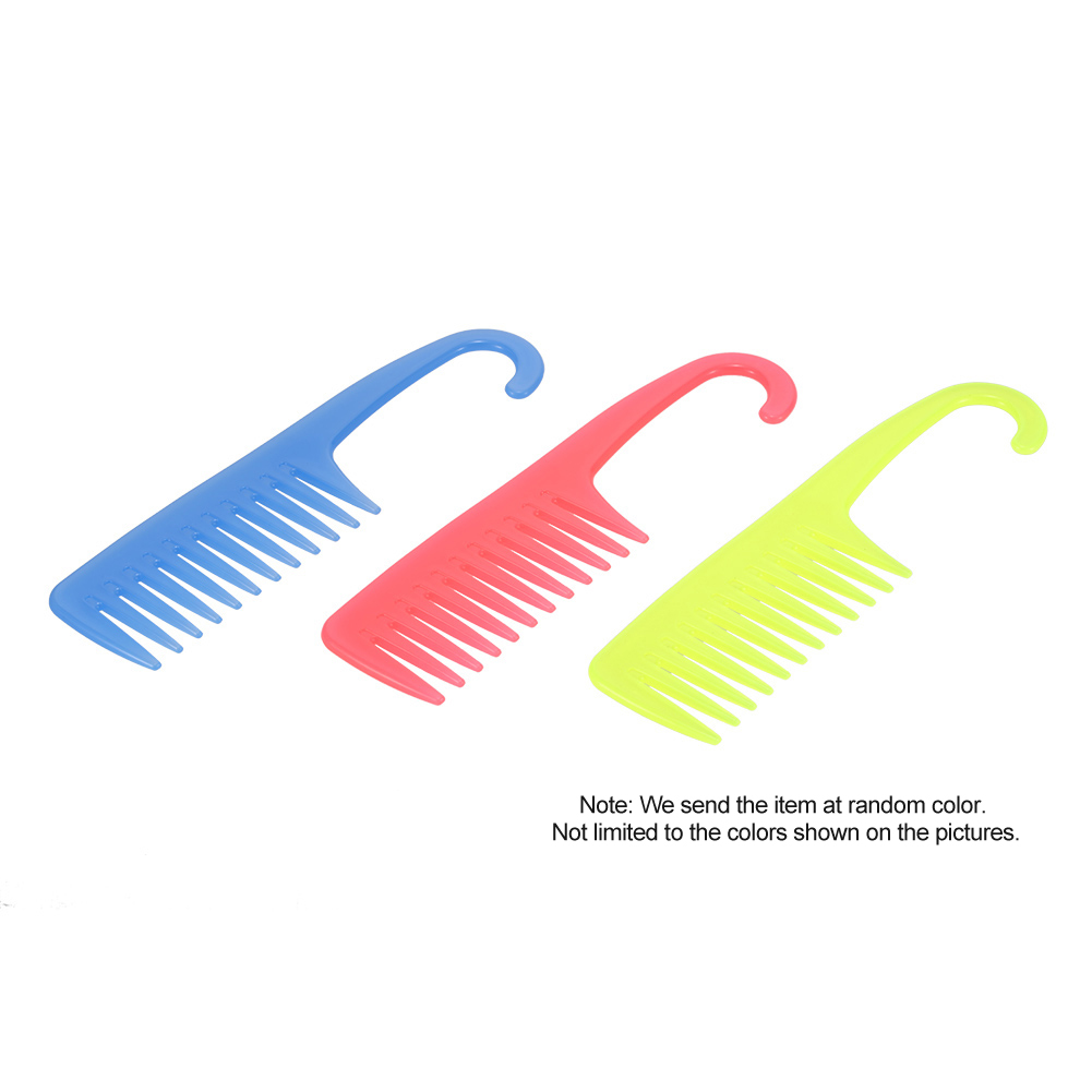 Creative Hair Comb Large Wide Tooth Comb with Hanger ABS Plastic Anti-Static Detangling Comb Wide Teeth Hairdressing Color Random