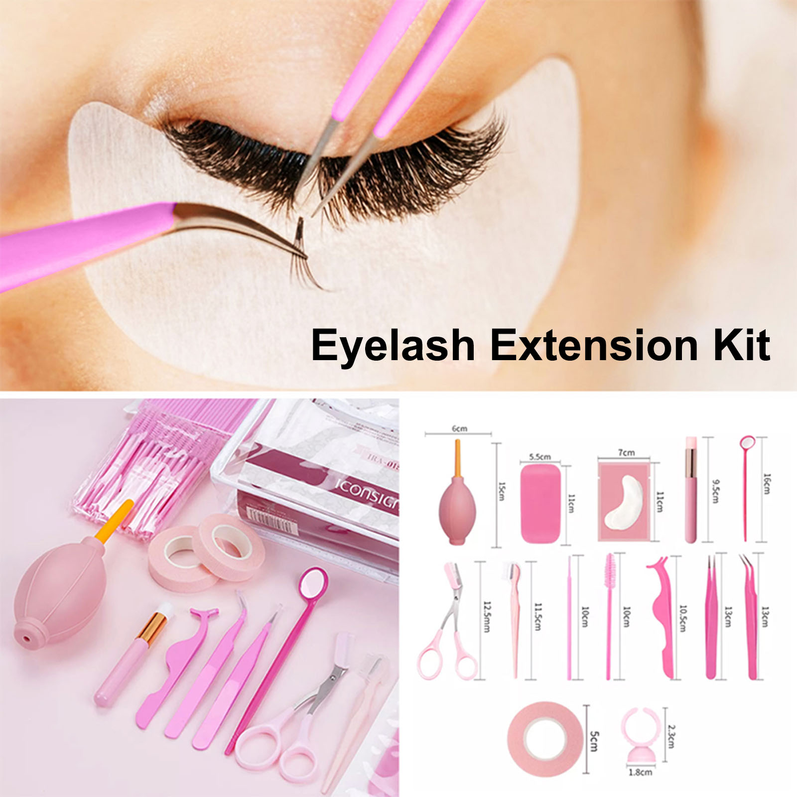 Eyelash Extension Kit False Lashes Eyelashes Extension Practice Set Eyelash Grafting Training Tool Lash Starter Tools for Makeup Practice Eye Lashes Graft