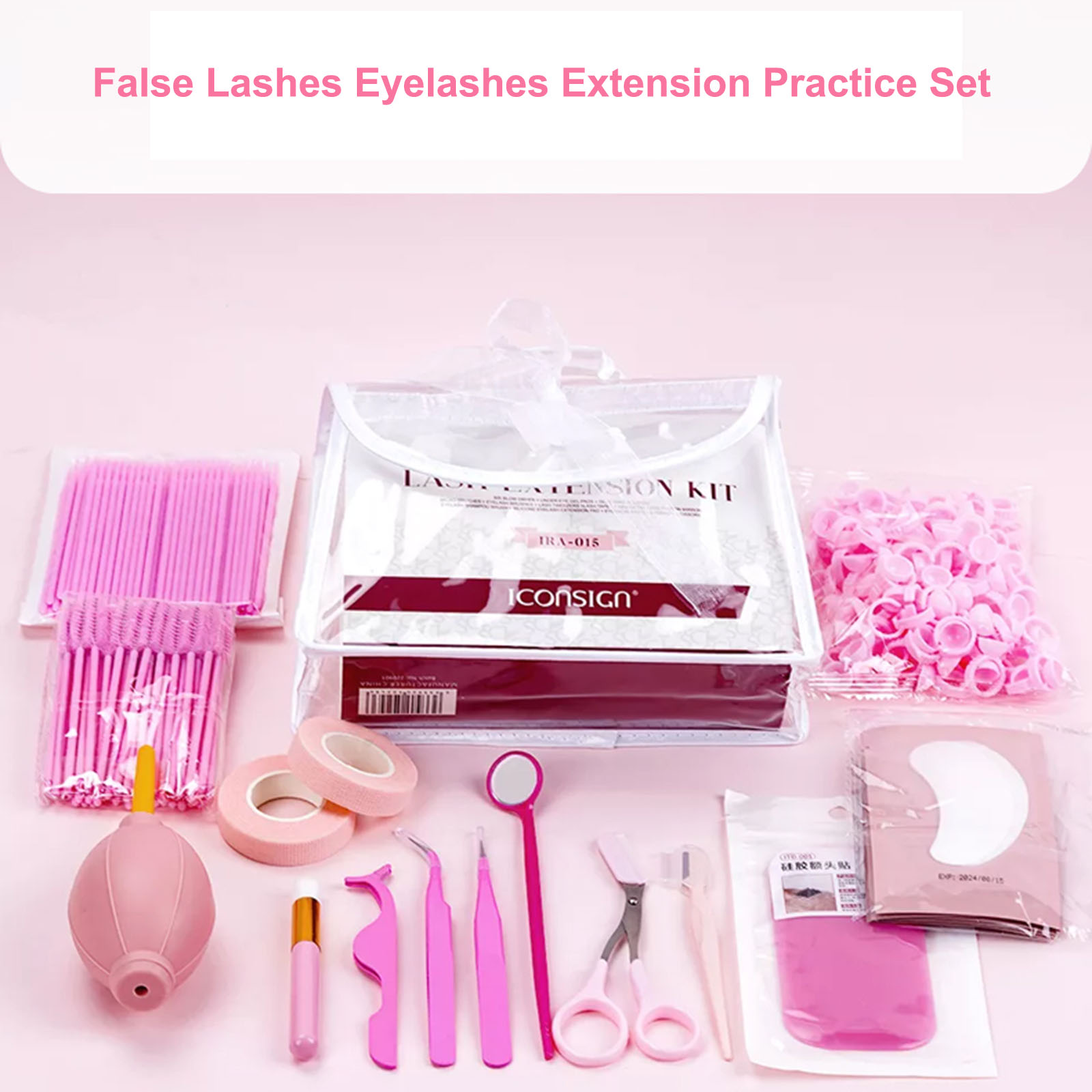 Eyelash Extension Kit False Lashes Eyelashes Extension Practice Set Eyelash Grafting Training Tool Lash Starter Tools for Makeup Practice Eye Lashes Graft