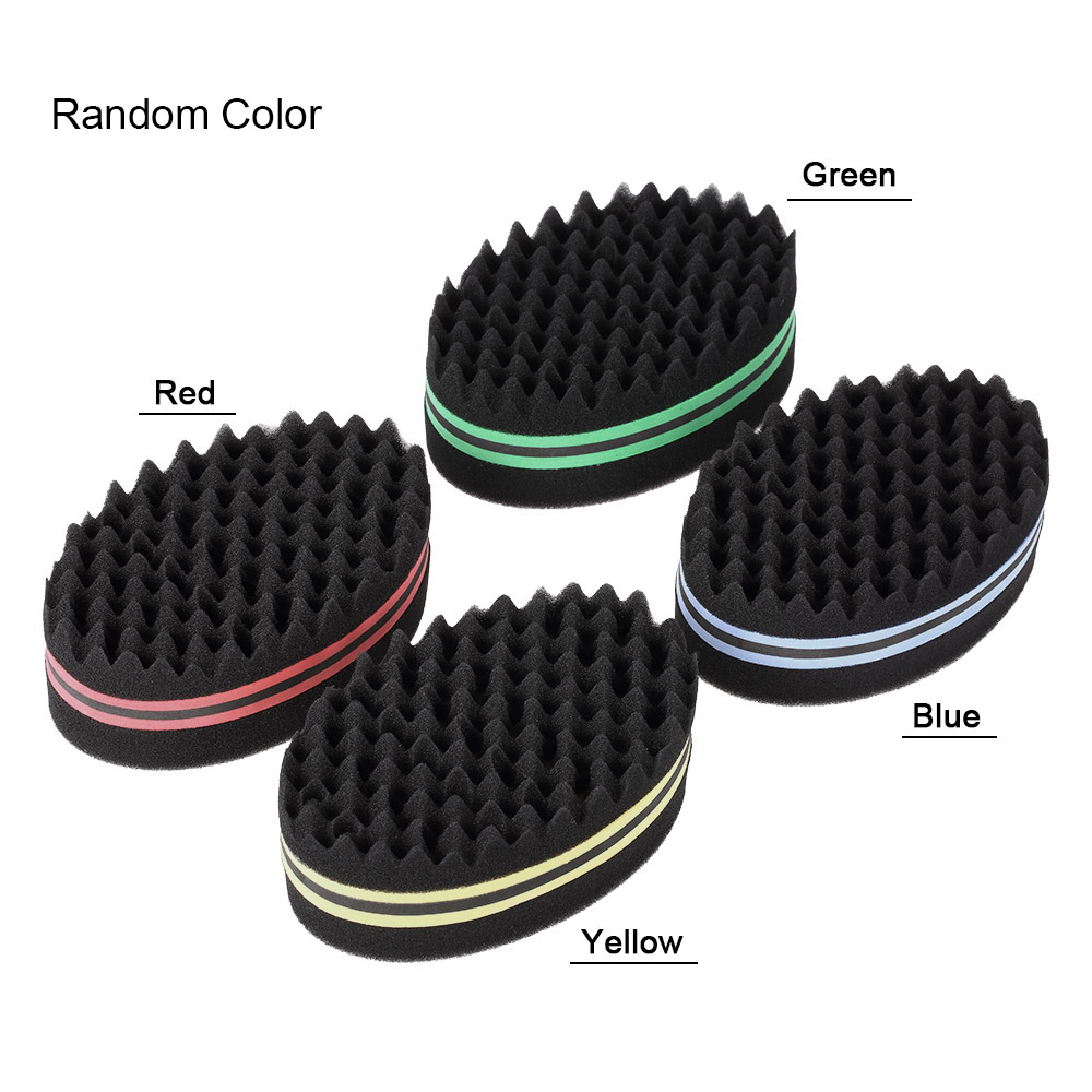 1Pc Oval Brush for Afros Dreadlocks Curl Coil Wave Double-sided Hair Twist Sponge Magic Hair Braider Random Color