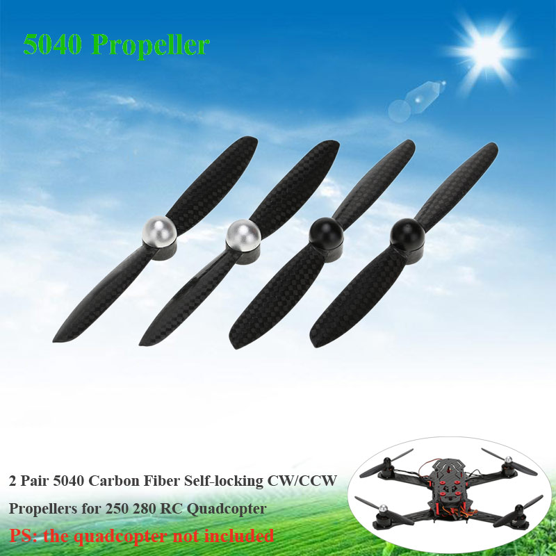 2 Pair 5040 Carbon Fiber Self-locking CW/CCW Propellers for QAV250 280 ...