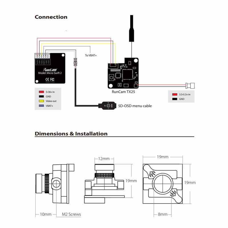 Камера 208с схема подключения RunCam Micro Swift 2 5.8G 600TVL 145 ° FOV NTSC камера с OSD для Mini 100 130 FP